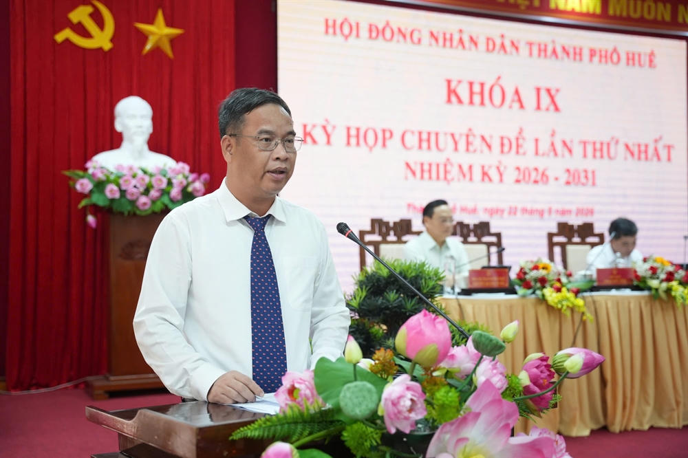 Ông&nbsp;Phạm Đức Tiến, Phó Bí thư Thường trực Thành ủy, Chủ tịch HĐND thành phố phát biểu khai mạc kỳ họp.
