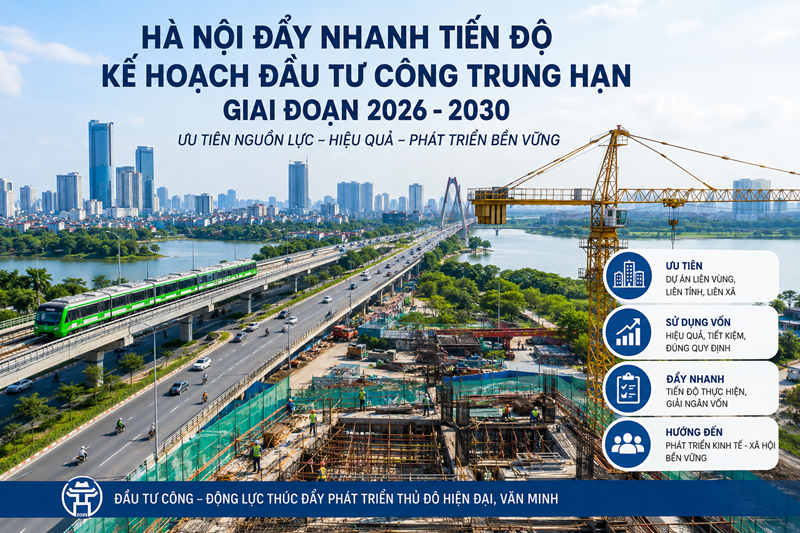 Triển khai thực hiện Chỉ thị 16/CT-TTg: Hà Nội đẩy nhanh xây dựng kế hoạch đầu tư công trung hạn giai đoạn 2026 – 2030 Triển khai thực hiện Chỉ thị 16/CT-TTg: Hà Nội đẩy nhanh xây dựng kế hoạch đầu tư công trung hạn giai đoạn 2026 – 2030