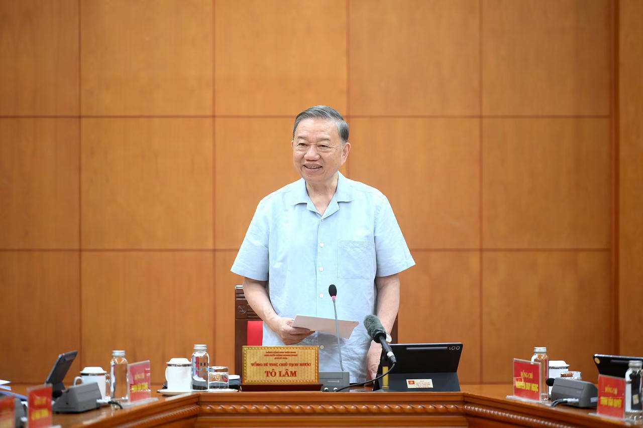 Tổng Bí thư, Chủ tịch nước Tô Lâm phát biểu chỉ đạo tại cuộc làm việc. Ảnh: nhandan.vn