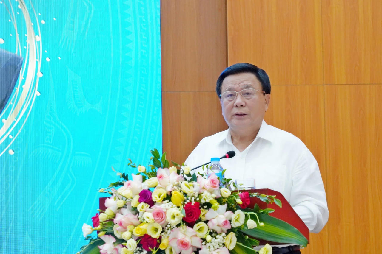 GS.TS. Nguyễn Xuân Thắng, Ủy viên Bộ Chính trị khóa XIII, Chủ tịch Hội đồng Lý luận Trung ương phát biểu