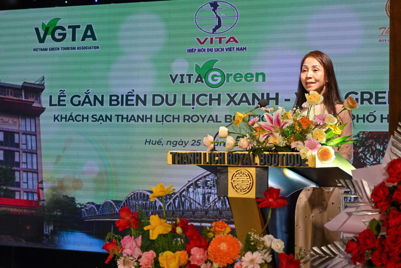 Bà Dương Thị Thu Truyền (Phó Giám đốc Sở Du lịch TP Huế) phát biểu tại sự kiện.