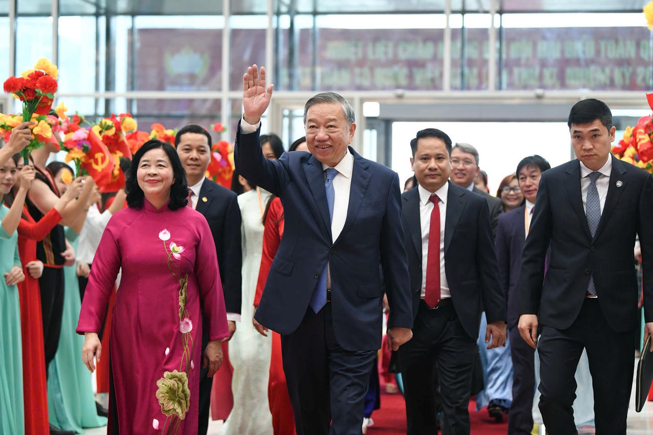 Tổng Bí thư, Chủ tịch nước Tô Lâm đến dự phiên khai mạc trọng thể Đại hội đại biểu Mặt trận Tổ quốc Việt Nam lần thứ XI (Ảnh: VGP/Nhật Bắc).