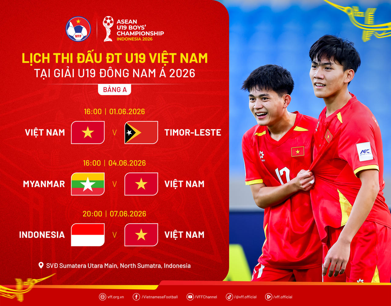 Ngày 28/5, U19 Việt Nam lên đường dự giải Đông Nam Á