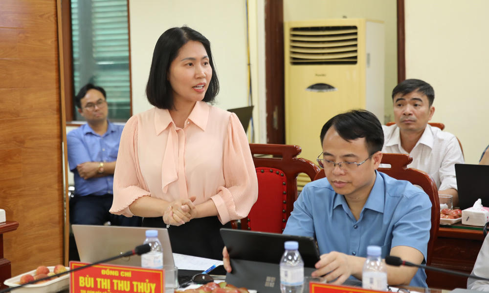 &nbsp;Bà Bùi Thị Thu Thủy, Giám đốc Sở Văn hóa, Thể thao và Du lịch phát biểu ý kiến liên quan đến phát triển du lịch.