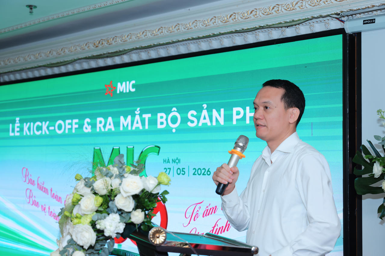 Ông Đinh Như Tuynh, Thành viên HĐQT kiêm Tổng Giám đốc MIC phát biểu tại lễ ra mắt gói bảo hiểm MIC 360