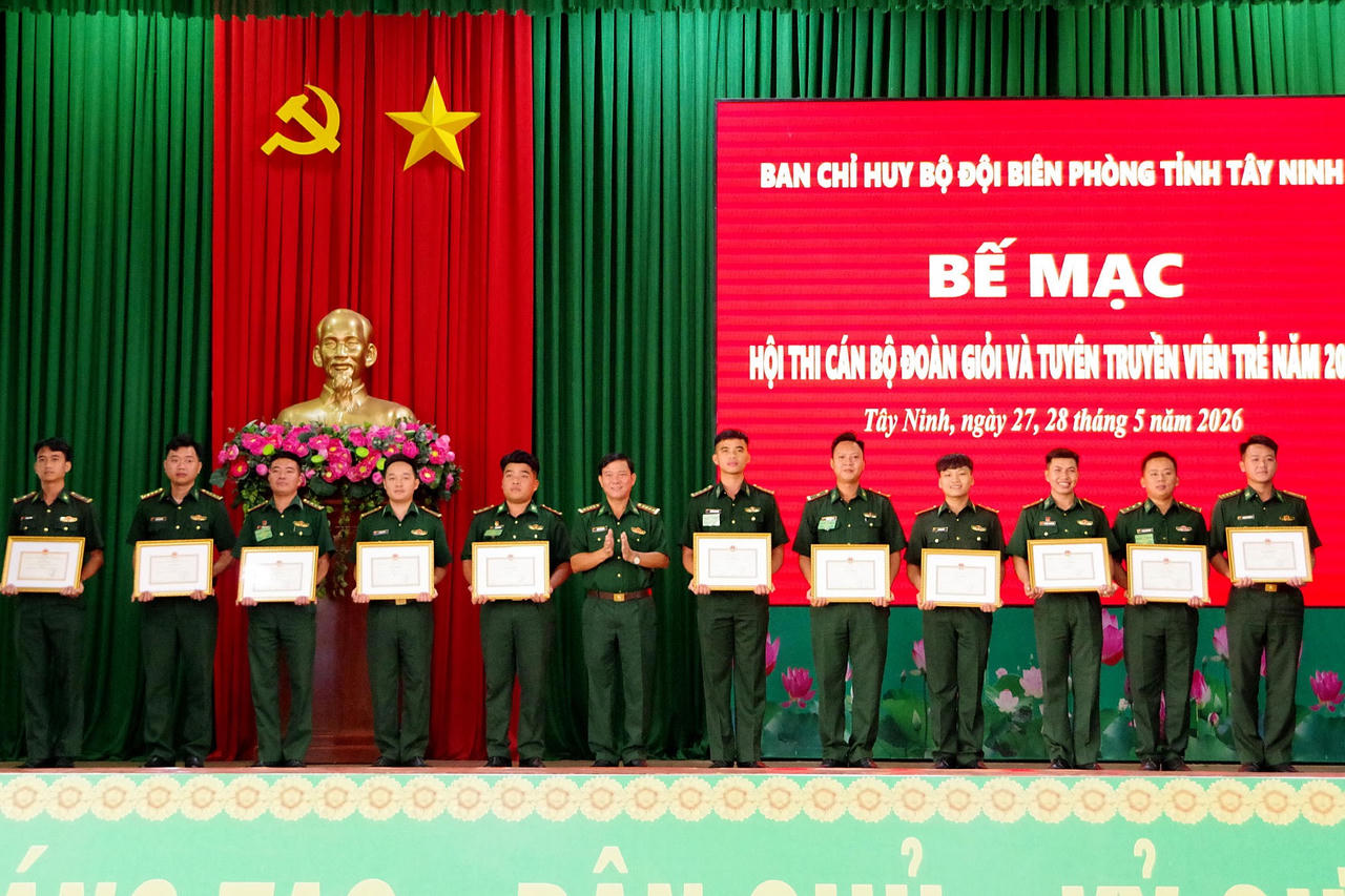 BĐBP Tây Ninh: Bế mạc hội thi cán bộ Đoàn giỏi và Tuyên truyền viên trẻ năm 2026