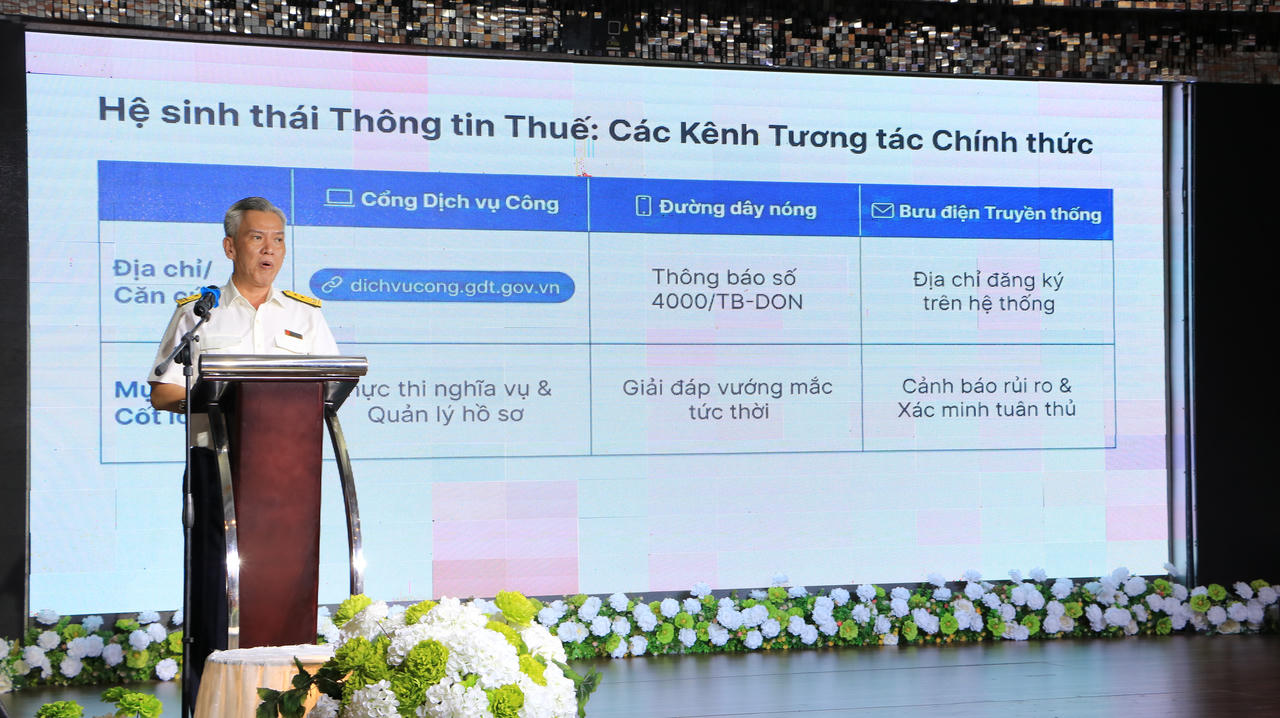 Ông Huỳnh Thiện Duy Phương – Trưởng phòng Phòng nghiệp vụ Dự toán Pháp chế, Thuế thành phố Đồng Nai triển khai chuyên đề về thuế.