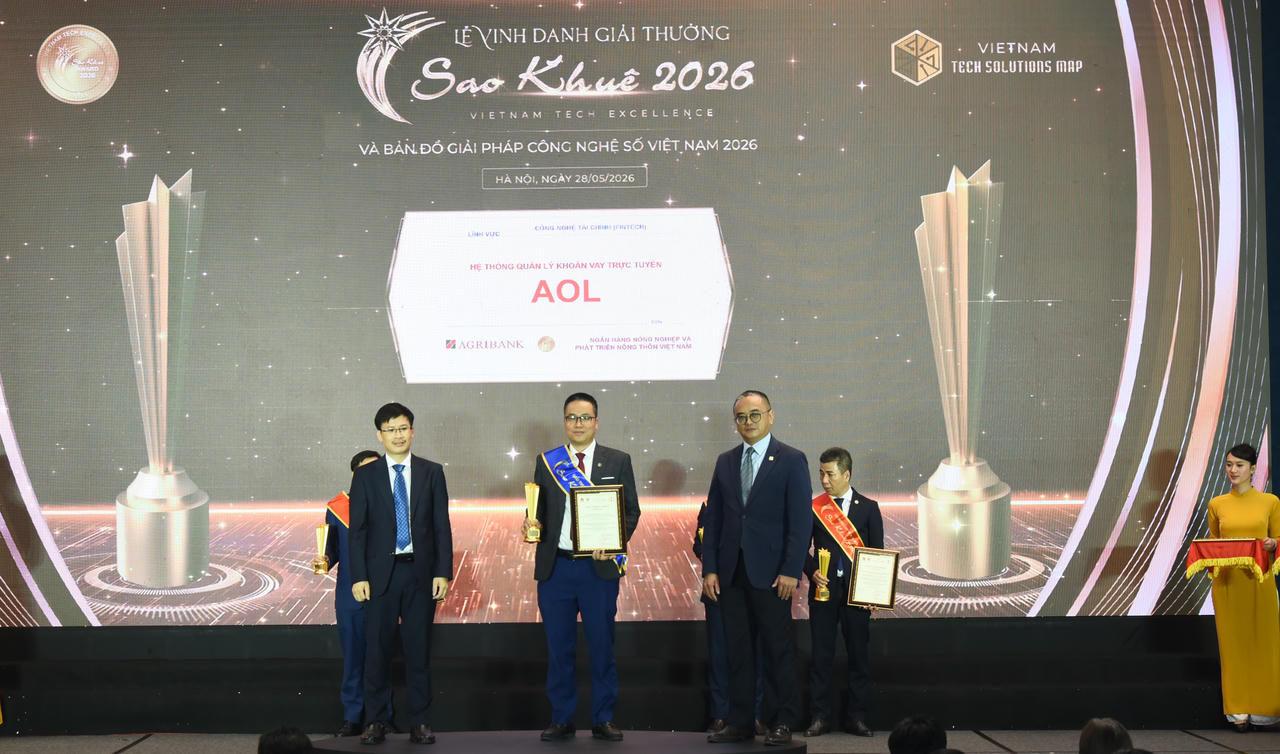 Agribank được vinh danh 2 giải thưởng Sao Khuê 2026 với hai giải pháp công nghệ số tiêu biểu