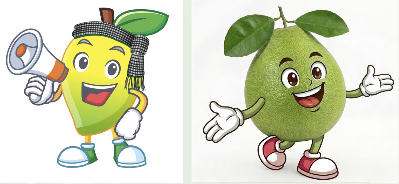 Lễ hội với mascot bé xoài và mascot bé bưởi