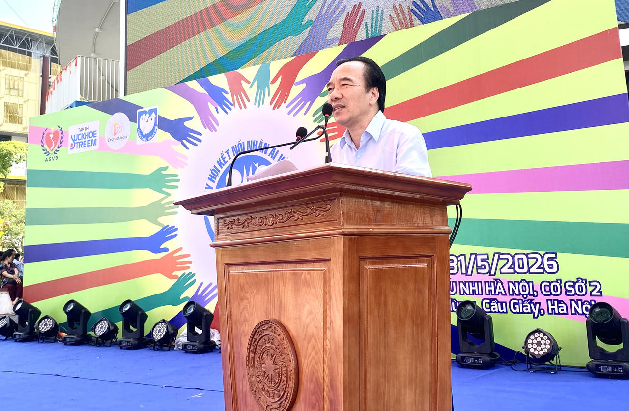 Ông Ngô Sách Thực, Ủy viên Đoàn Chủ tịch Ủy ban Trung ương MTTQ Việt Nam, Chủ tịch Hội Bảo trợ người khuyết tật và trẻ mồ côi Việt Nam phát biểu tại buổi lễ. (Ảnh: PV)
