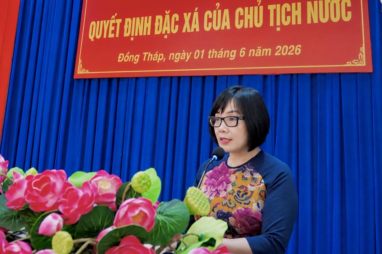 Thứ trưởng Đặng Hoàng Oanh dự Lễ công bố quyết định đặc xá năm 2026 tại Trại giam Cao Lãnh