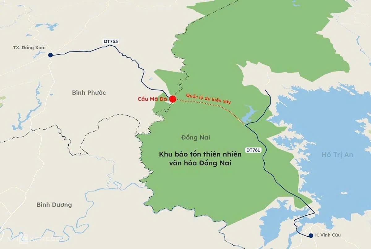 Sau khi hoàn thành, cầu Mã Đà sẽ tạo trục kết nối mới giữa phía Bắc và phía Nam thành phố Đồng Nai.