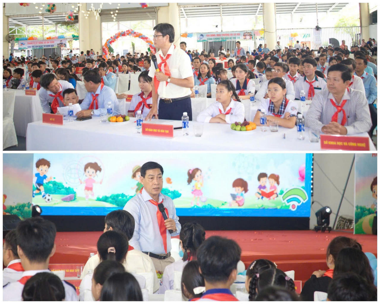 Lãnh đạo các Sở, ngành trực tiếp trao đổi, giải đáp những vấn đề do các em đặt ra.