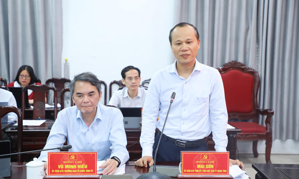 Ông Mai Sơn -&nbsp; Phó Chủ tịch Thường trực UBND tỉnh trao đổi, làm rõ một số đề xuất, kiến nghị của các địa phương tại buổi làm việc. 