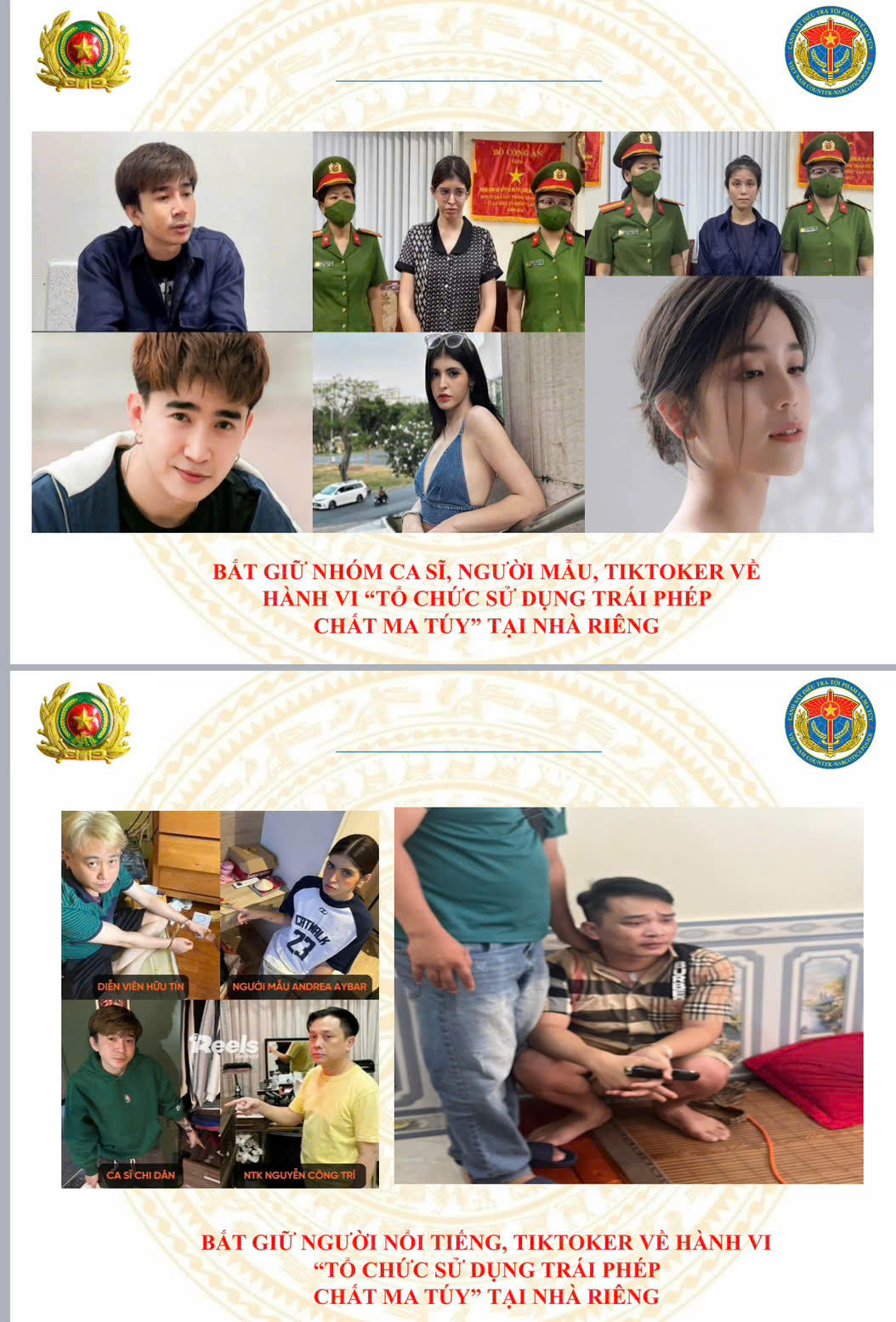 Công an TP Hải Phòng bắt nhóm ca sĩ người mẫu về hành vi tổ chức sử dụng ma túy.