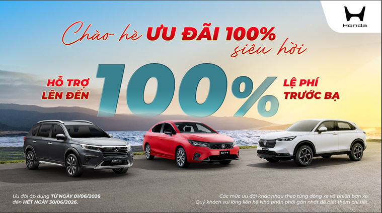Honda Việt Nam ưu đãi cho khách hàng mua ô tô trong tháng 6