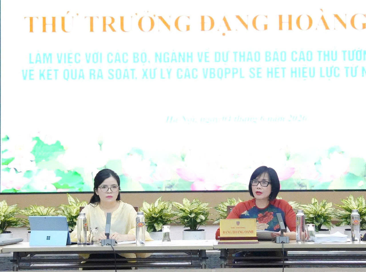 Thứ trưởng Đặng Hoàng Oanh tại buổi làm việc.