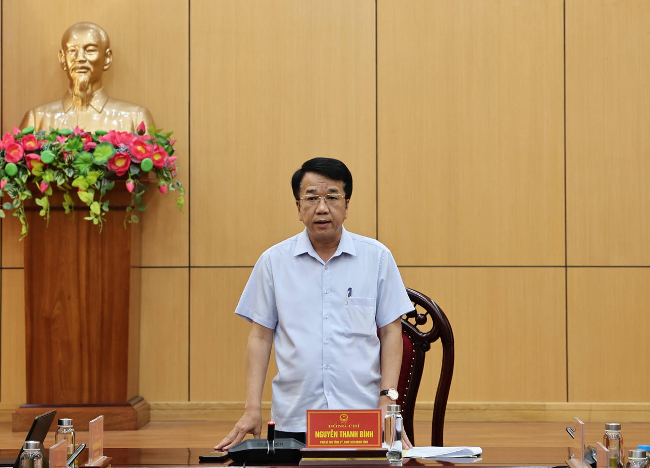 Ông&nbsp;Nguyễn Thanh Bình, Phó Bí thư Tỉnh ủy, Chủ tịch UBND tỉnh phát biểu kết luận hội nghị.