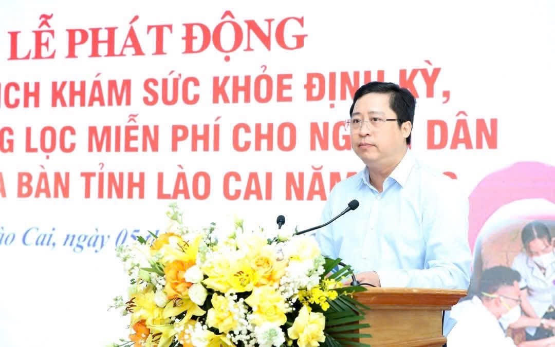 Ông&nbsp;Dương Quốc Huy - Ủy viên BCH Trung ương Đảng, Bí thư Tỉnh ủy Lào Cai phát biểu tại Lễ phát động.