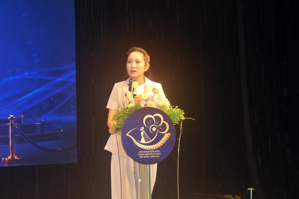 NSND Nguyễn Thị Thanh Thúy phát biểu tại lễ khai mạc Short Form Film Lab