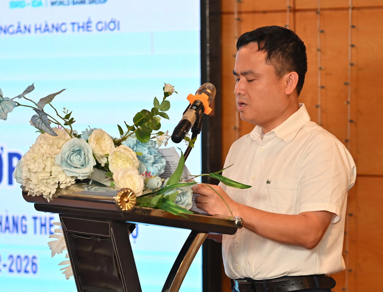 Trưởng nhóm Dự án, chuyên gia cấp cao Phát triển xã hội, Ngân hàng Thế giới ông Nguyễn Tam Giang phát biểu tại Hội nghị.