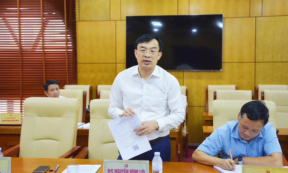 Ông&nbsp;Nguyễn Đình Lợi, Trưởng Ban Tuyên giáo và Dân vận Tỉnh ủy phát biểu tại buổi làm việc.