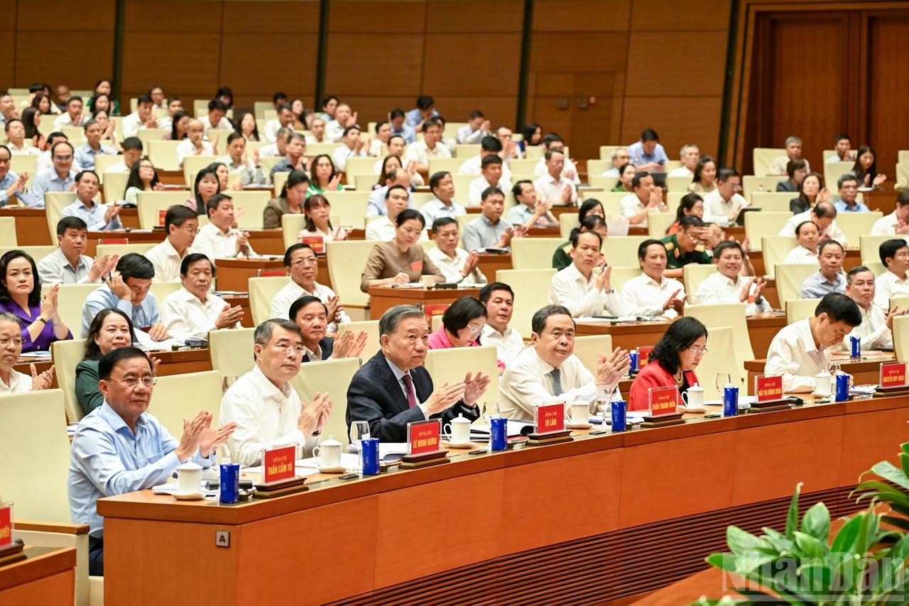 Tổng Bí thư, Chủ tịch nước Tô Lâm và các đồng chí lãnh đạo Đảng, Nhà nước và các đại biểu dự hội nghị. (Ảnh: nhandan.vn)