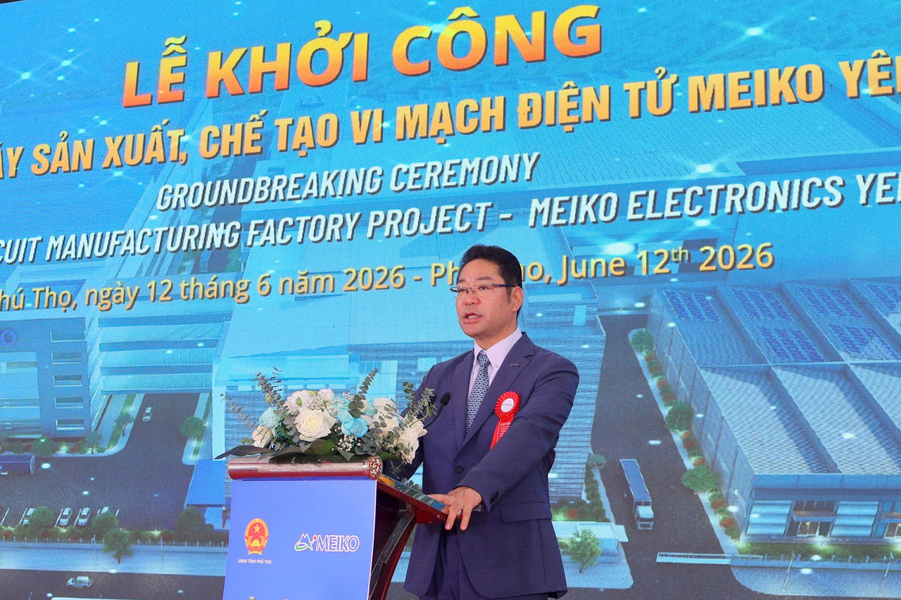 Lãnh đạo Tập đoàn Meiko Việt Nam phát biểu tại buổi lễ