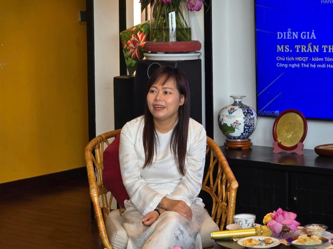 Bà Trần Thị Thu Trang - Chủ tịch HĐQT kiêm Tổng Giám đốc Công ty CP Công nghệ Thế hệ mới Hanel PT. (Ảnh: PV)

