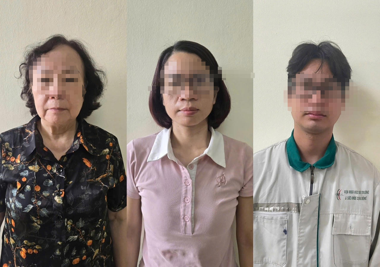 Các đối tượng: Nguyễn Thị Phương (trái), Nguyễn Thị Thuý (giữa), Vương Đắc Mạnh (phải).