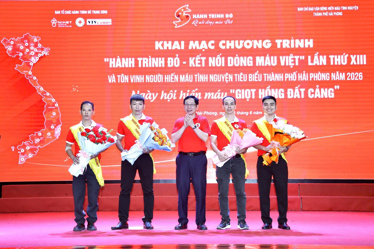 Bốn cá nhân của Hải Phòng được lựa chọn tham dự Lễ tôn vinh người hiến máu tình nguyện tiêu biểu toàn quốc năm 2026.