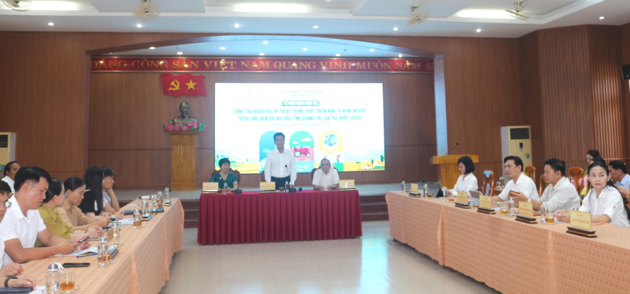 Toàn cảnh lễ công bố Cuộc thi “Sáng tạo khoa học kỹ thuật trong phát triển kinh tế nông nghiệp, thích ứng biến đổi khí hậu” tỉnh Quảng Trị năm 2026.