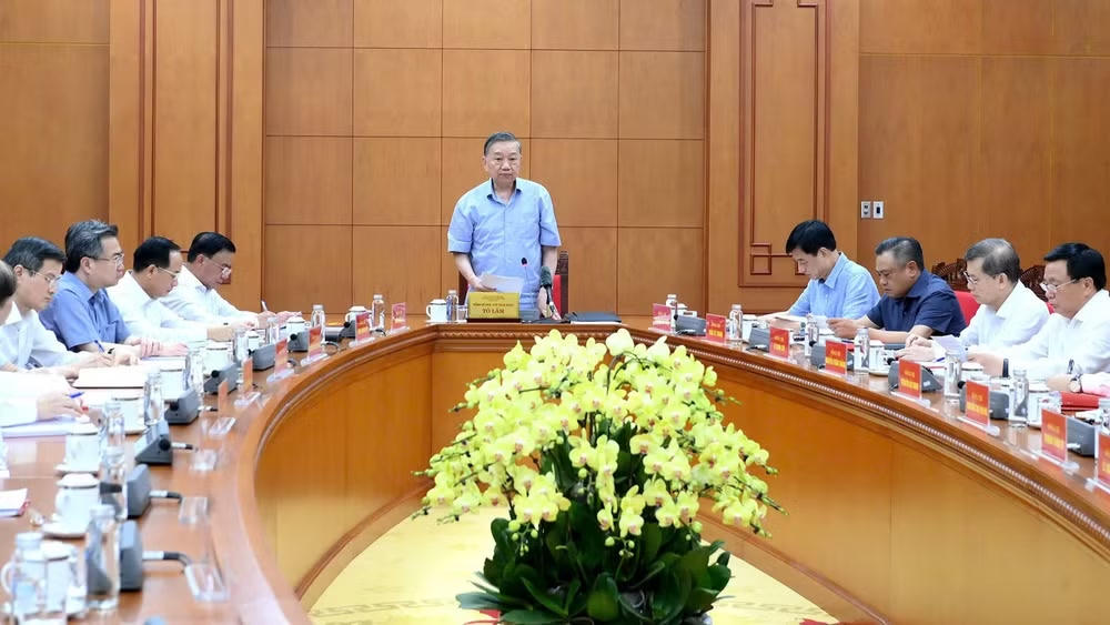 Tổng Bí thư, Chủ tịch nước Tô Lâm chủ trì cuộc làm việc với Ban Tuyên giáo và Dân vận Trung ương. Ảnh: nhandan.vn