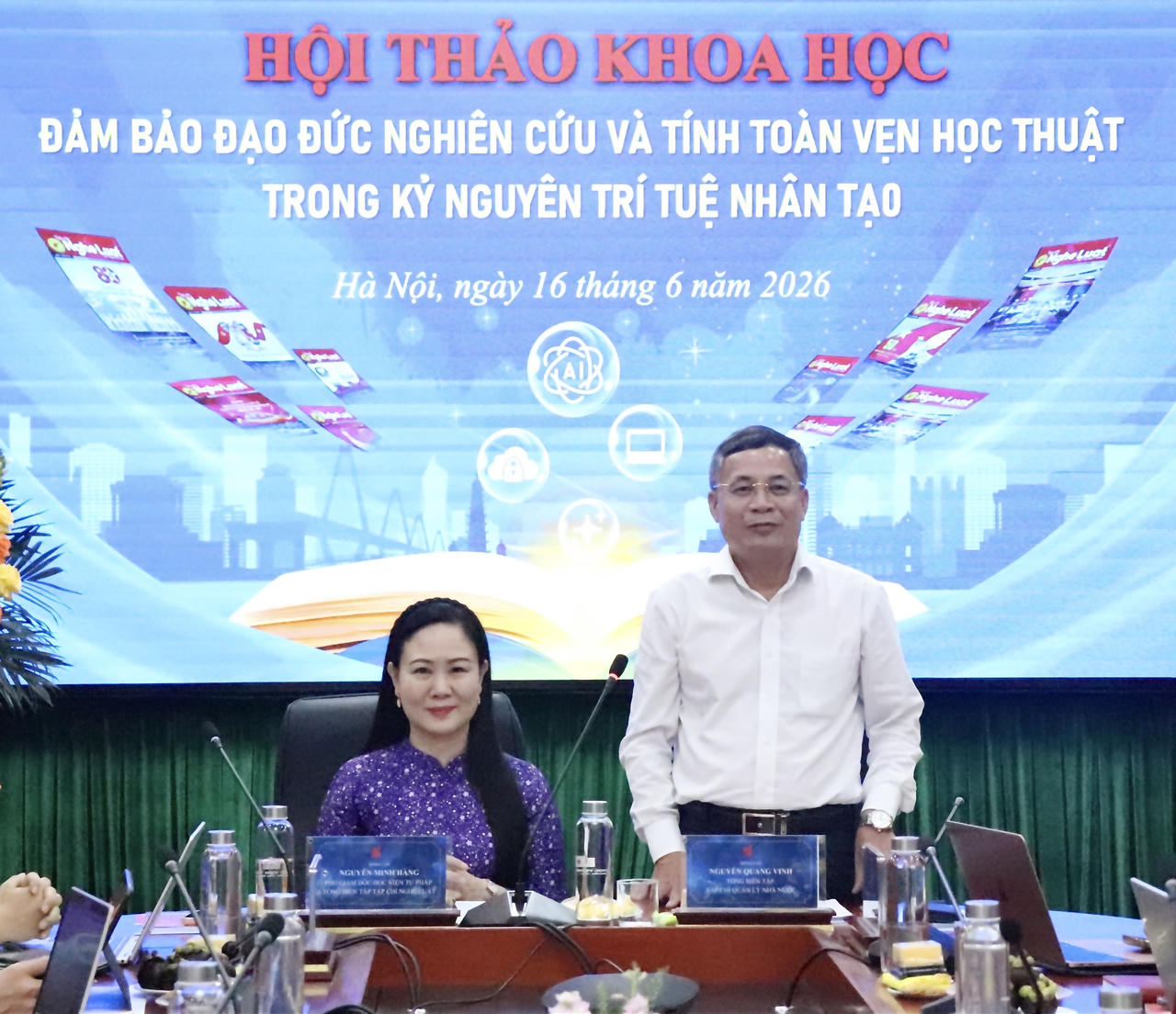 Tổng Biên tập Tạp chí Quản lý nhà nước TS. Nguyễn Quang Vinh phát biểu