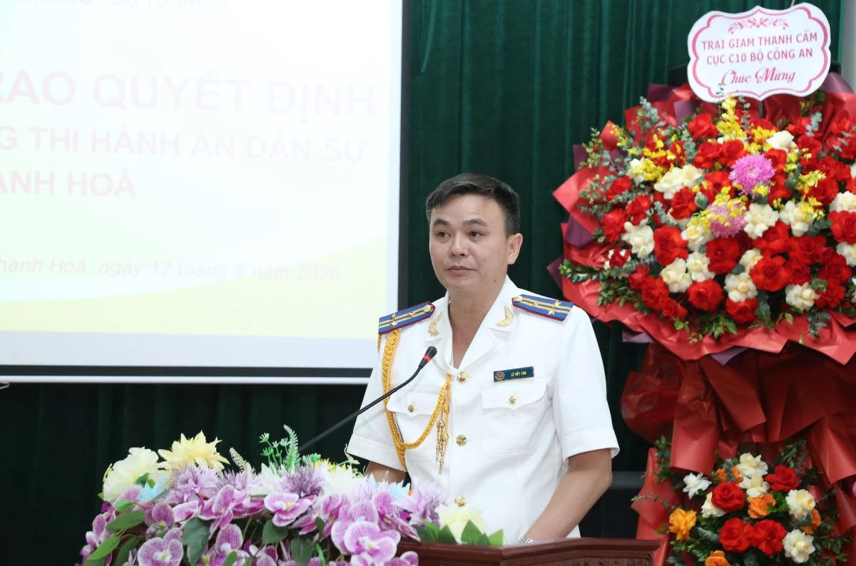Ông Lê Viết Tám phát biểu nhận nhiệm vụ tại&nbsp;Lễ công bố, trao quyết định bổ nhiệm Phó trưởng THADS tỉnh Thanh Hóa.