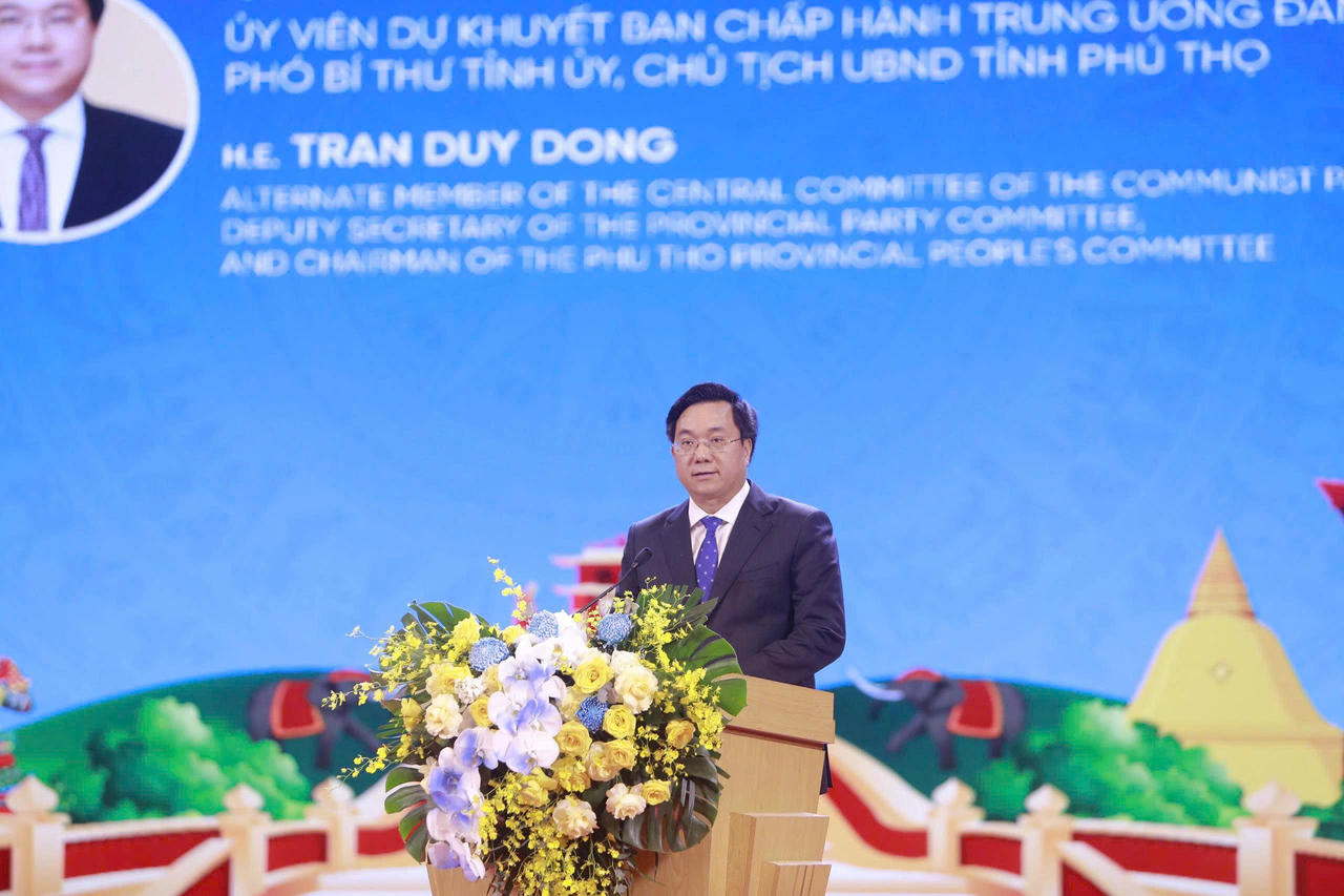 Phó Bí thư Tỉnh ủy, Chủ tịch UBND tỉnh Phú Thọ Trần Duy Đông phát biểu tại chương trình.