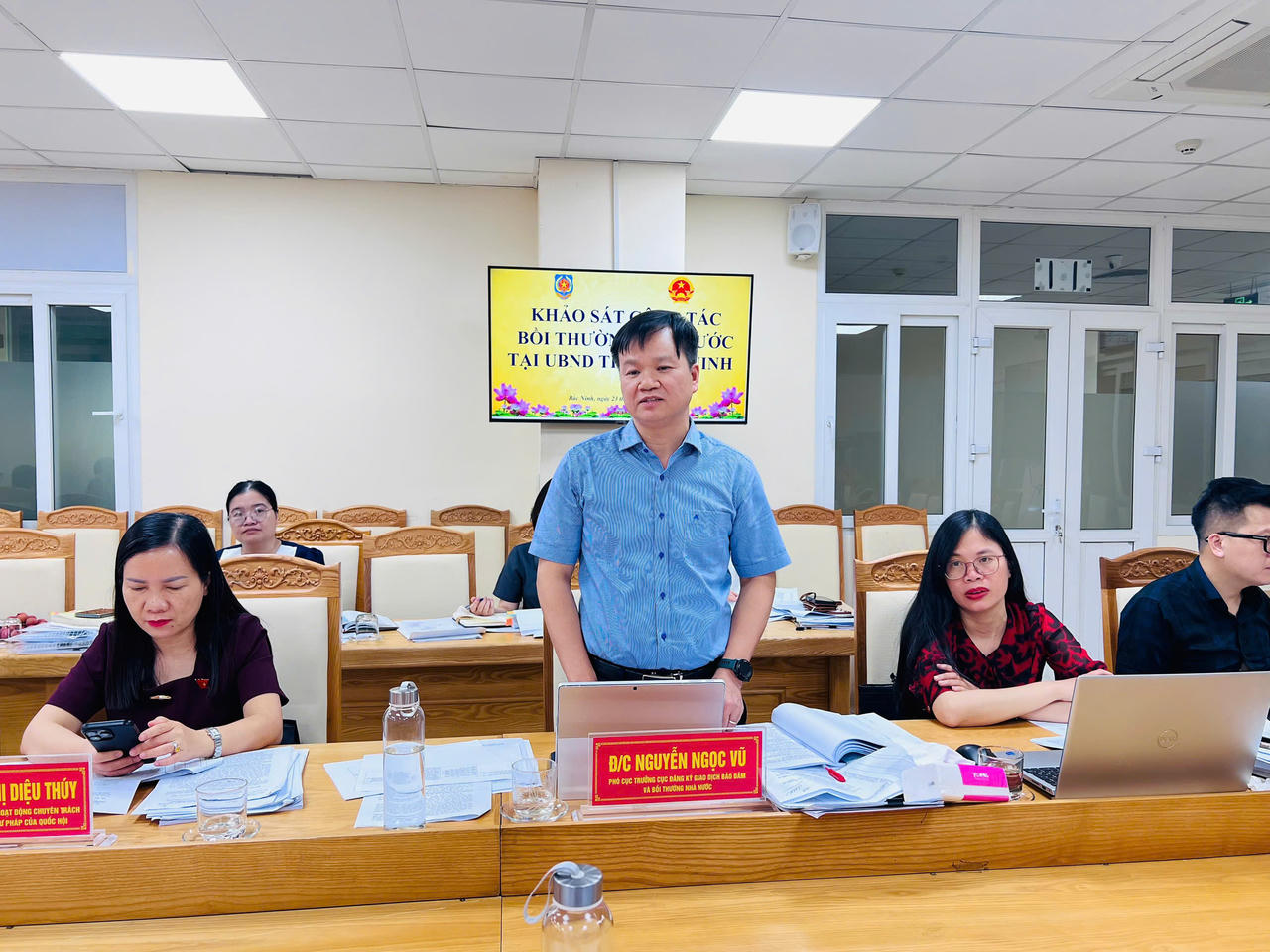 Ông Nguyễn Ngọc Vũ - Phó Cục trưởng Cục đăng ký giao dịch bảo đảm và bồi thường nhà nước phát biểu tại hội nghị