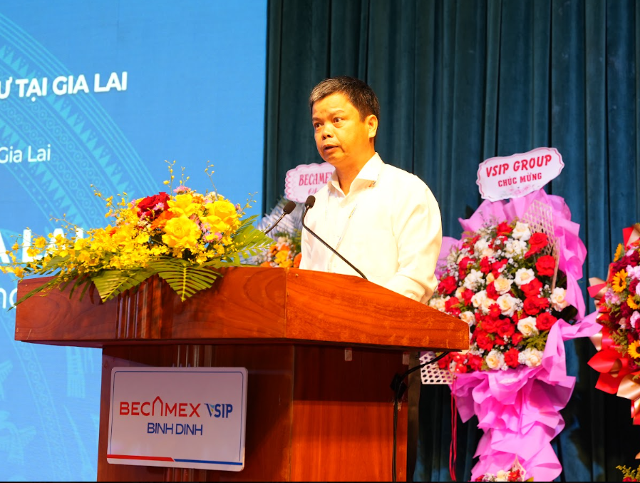 Ông Nguyễn Hữu Quế, Phó Chủ tịch UBND tỉnh Gia Lai phát biểu khai mạc hội thảo.