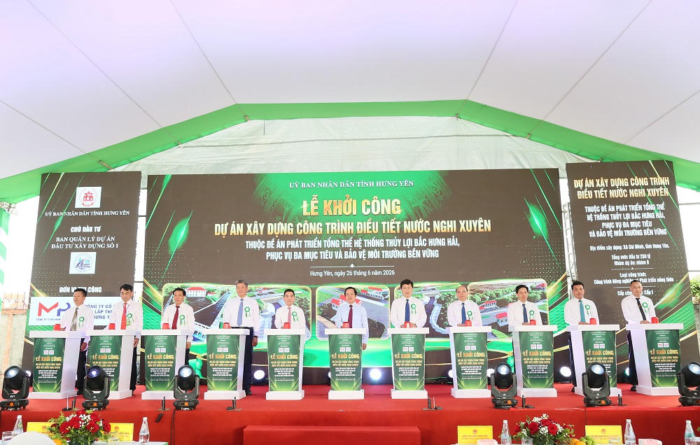 Hưng Yên khởi công công trình điều tiết nước Nghi Xuyên trị giá 250 tỷ đồng