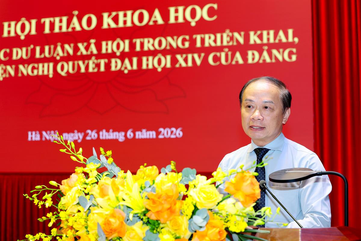 Ông Phạm Tất Thắng - Ủy viên Trung ương Đảng, Phó Trưởng Ban Thường trực Ban Tuyên giáo và Dân vận Trung ương phát biểu kết luận Hội thảo. (Ảnh: hcma.vn)
