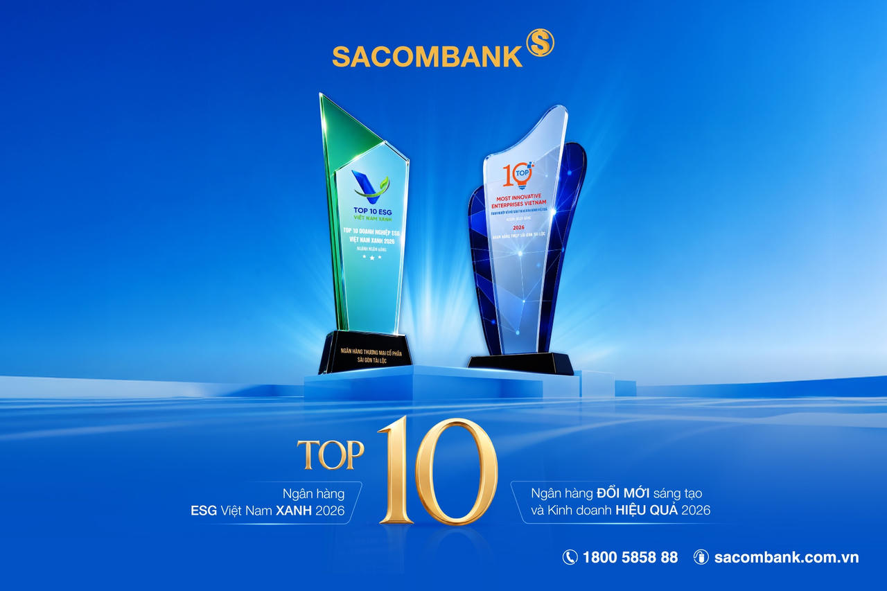 SACOMBANK tiếp tục nằm trong Top 10 Ngân hàng Đổi mới sáng tạo và ESG Việt Nam năm 2026