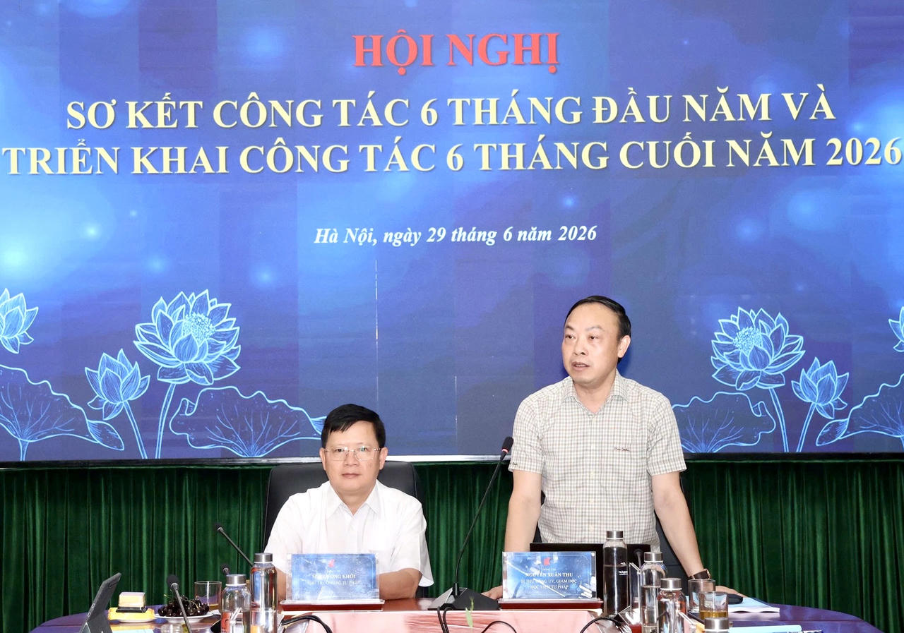 Giám đốc Học viện Tư pháp Nguyễn Xuân Thu phát biểu
