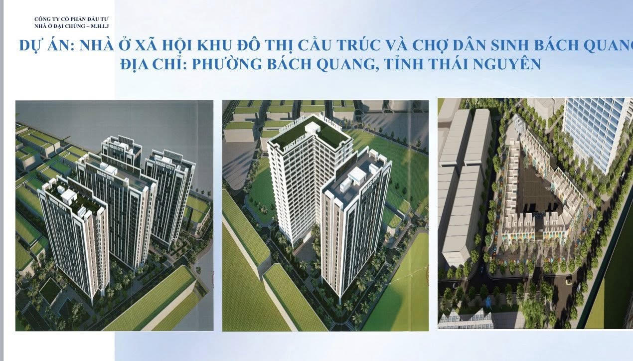 Phối cảnh&nbsp;Dự án Nhà ở xã hội Khu đô thị Cầu Trúc và chợ dân sinh Bách Quang, phường Bách Quang, tỉnh Thái Nguyên.