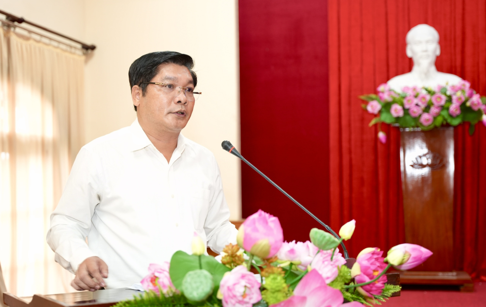 Phó Bí thư Thành ủy, Chủ tịch Ủy ban MTTQ Việt Nam thành phố Nguyễn Chí Tài phát biểu tại hội nghị.