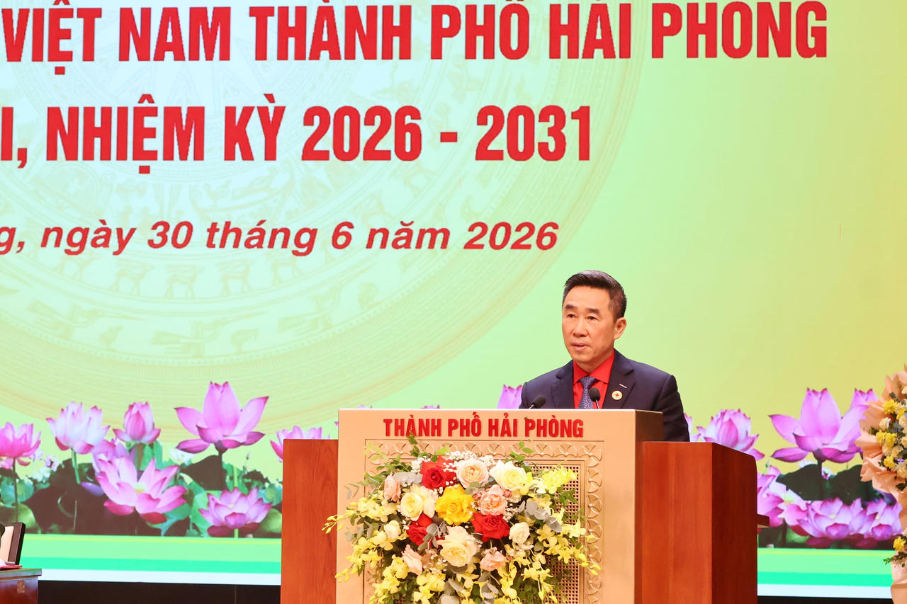 Ông&nbsp;Nguyễn Hải Anh, Phó Chủ tịch, Tổng thư ký Trung ương Hội Chữ thập đỏ Việt Nam phát biểu chỉ đạo tại Đại hội.