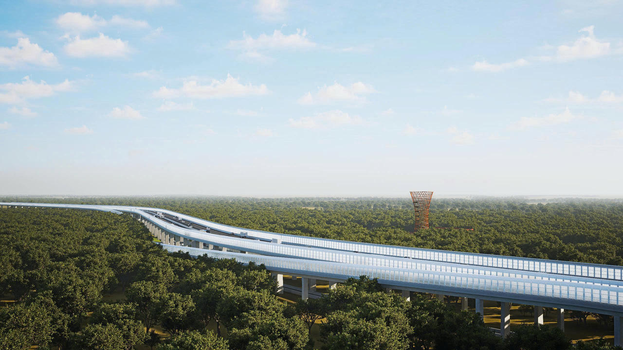 Phối cảnh đường trên cao từ cầu Mã Đà đến ngã ba Bà Hào dài 13km đi xuyên Khu Bảo tồn thiên nhiên - văn hóa Đồng Nai.