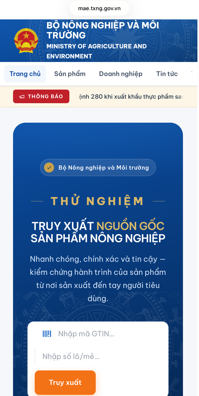 Hệ thống truy xuất nguồn gốc nông sản Việt Nam chính thức hoạt động