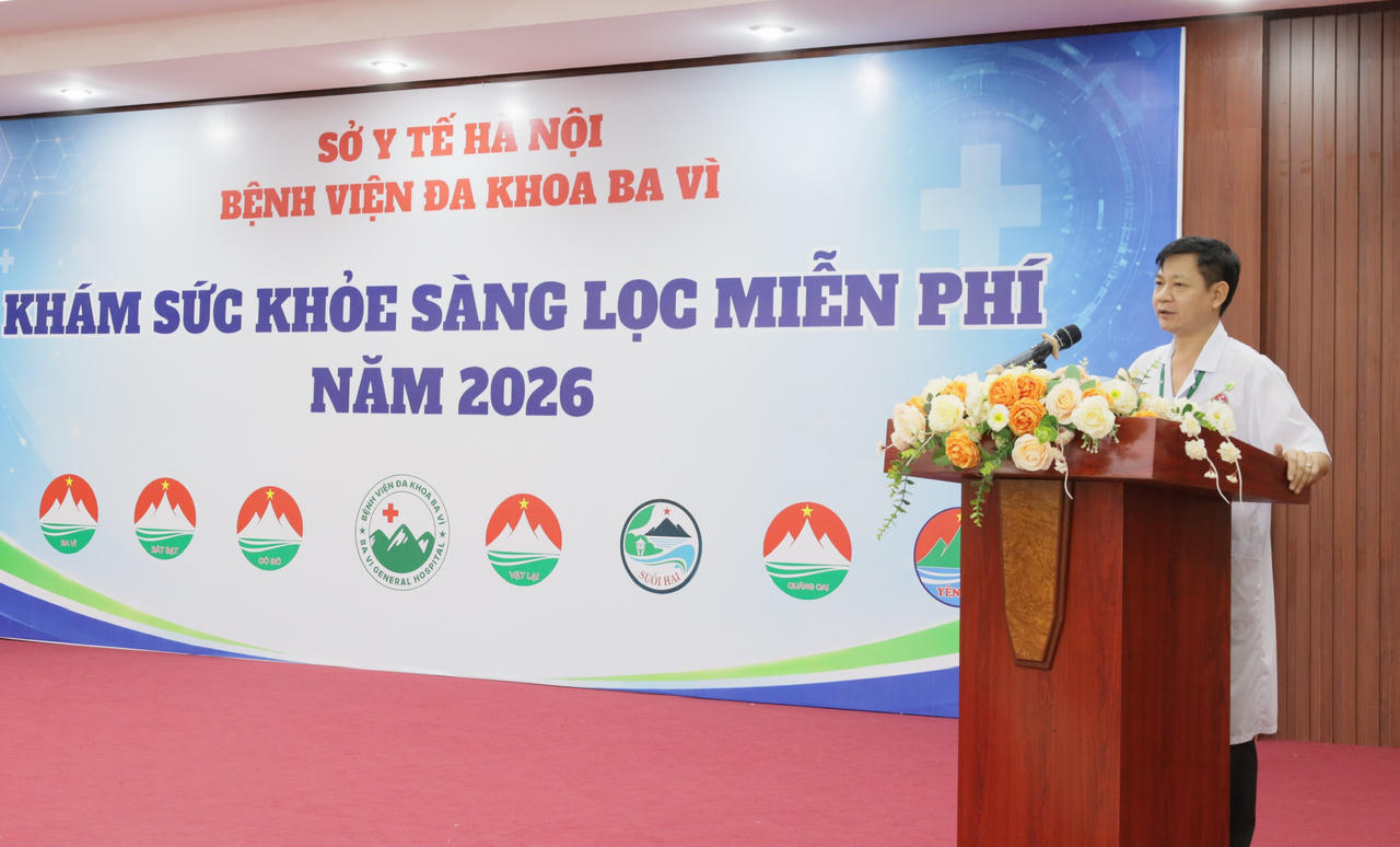 BSCKI Nguyễn Ngọc Vinh - Phó Giám đốc Bệnh viện đa khoa Ba Vì phát biểu tại chương trình.