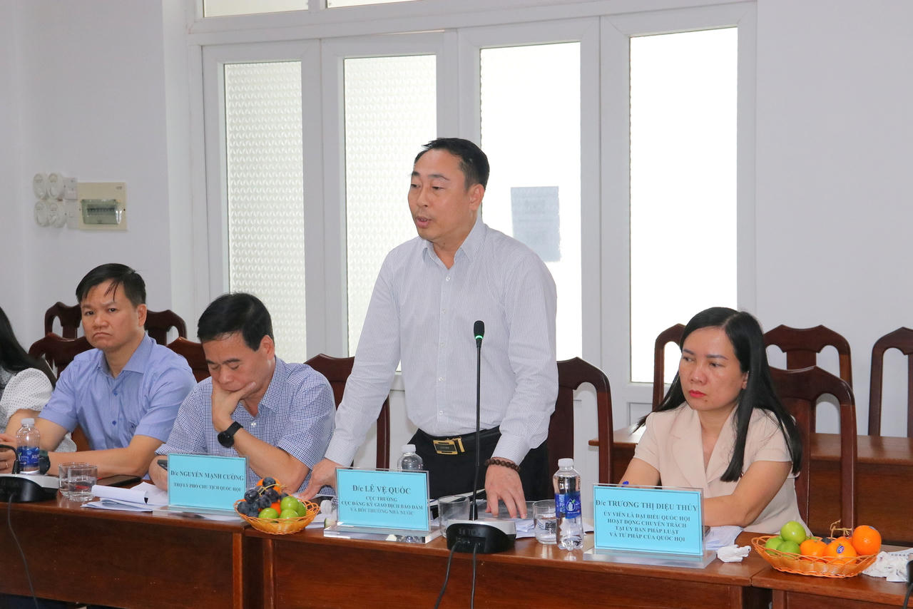 Ông Lê Vệ Quốc - Cục trưởng Cục Đăng ký giao dịch bảo đảm và Bồi thường nhà nước (Bộ Tư pháp) kết luận buổi làm việc