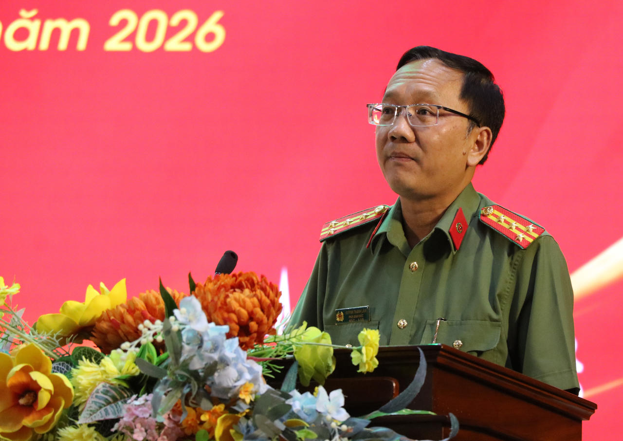 Đại tá Huỳnh Thanh Lâm, Phó Giám đốc Công an tỉnh&nbsp;phát biểu
